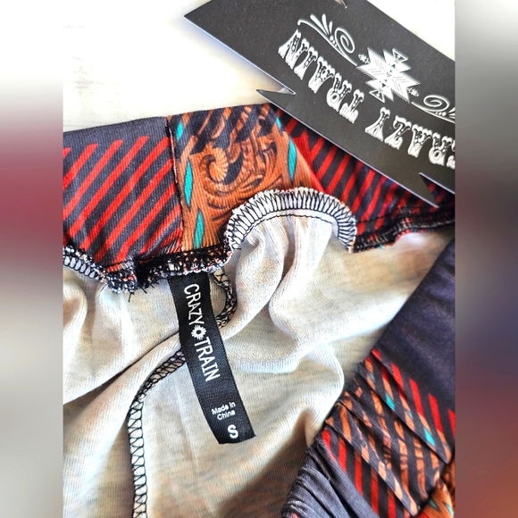 Crazy Train Western Buffalo Plaid W/ Tooled Leather Look Lounge Pants W/ Pockets - Picture 10 of 12